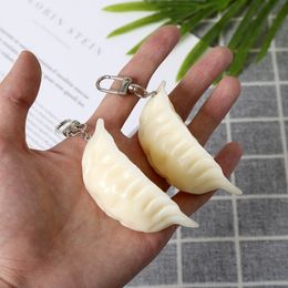 Creatieve simulatie Big Size PVC Dumpling Keychain Plastic Legering Buckle Hangers Funny Food Keychains Sieraden Accessoires