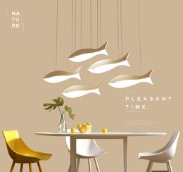 Lustre créatif de restaurant de petit poisson, lampe de salon de personnalité simple, lustre de bar à LED moderne, lampes de table de salle à manger de mode
