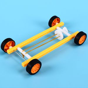 Creatieve kleine productie -uitvinding wetenschappelijk experiment speelgoed Student puzzel kinderen diy rubberen band rug auto groothandel wetenschap ontdekking