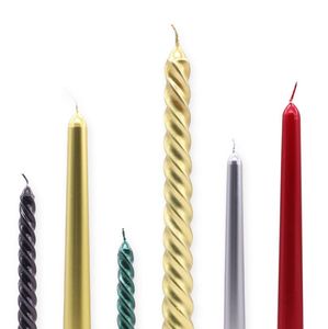 Creatieve rookloze kaars met lange paal 4 stks/set Taper Spiral Twisted Dinner Table Candles Wax Thread Woondecoratie