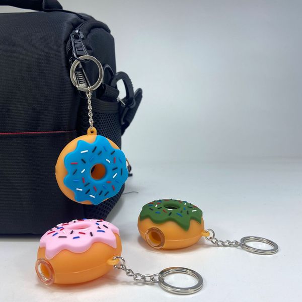 Accesorios creativos para fumar Pipa de donut Silicona Gel de sílice Pipas de mano Donuts Herramientas de tabaco Porta cigarrillos portátil SP304 Colgando en el paquete