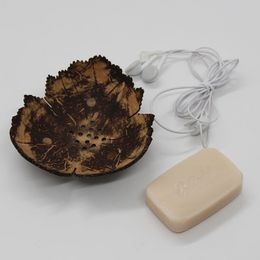 Creatieve zeepgerechten uit Thailand Retro houten badkamer zeep kokosnoot vorm zeepgerechten houder DIY ambachten GGB2421