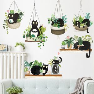 Creativo sofá TV Fondo decoración de pared pegatinas gato cesta colgante pegatinas de pared para sala de estar dormitorio guardería decoración murales
