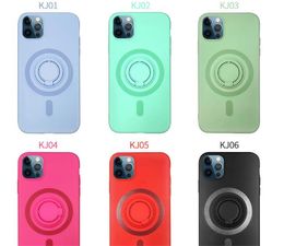 Creative Soft Liquid Silicone Phone Case met Bracket Ring Anti-Drop Wireless Charging Phone Case voor iPhone12 Pro Max