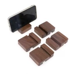 Creatief Solid Wood Black Walnut Mobile Phone Holder Flat Support Desktop Simple Beech Lazy Mobile Phone Base Houten Base
