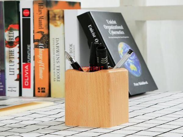 Porte-stylo en bois massif créatif fournitures de bureau en bois porte-stylo de stockage de papeterie d'apprentissage de bureau