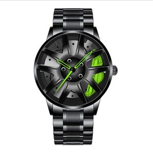 Creative spécial 3D évider conception roue Quartz hommes montre vente décontracté personnalité montres mode populaire bande d'acier Wr200F