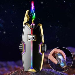 Creatief draaiende gyro kleurlicht dubbele boog lichtere elektrische sigaaraansteker