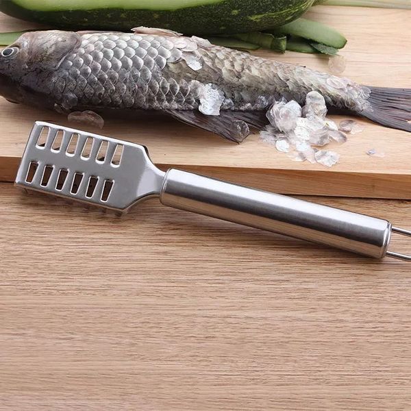 Cepilladora creativa de escamas de pescado de acero inoxidable, herramientas de cocina multifunción para raspar pescado, cepillo para cuchillos escamosos, venta al por mayor