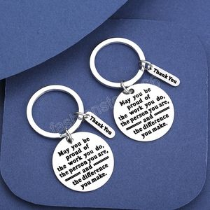 Creative Rvs Sleutelhanger Voor Vrouwen Mannen Zoon Dochter Zus Broer Dank U Sleutelhanger Sleutelhanger Charms Sieraden Geschenken