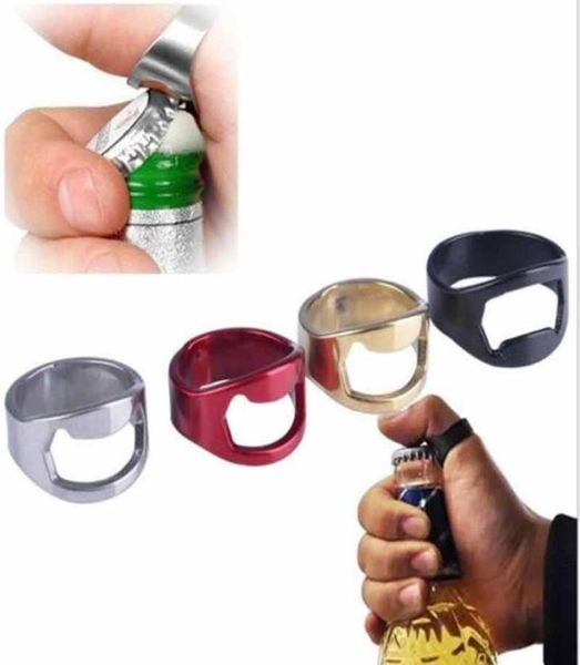Creativo abridor de anillos de acero inoxidable anillo de dedo abridor de botellas de cerveza cool bar fiesta herramientas de cocina abridores de tapas mentales multicolores 5332509