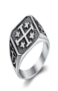 Creatieve roestvrijstalen Jeruzalem-ring voor heren, titanium 03039043