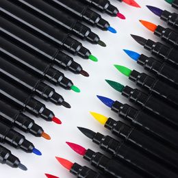 Papeterie créative Art Pen Color Brush Pen Washable Ink Art 12/18 Couleur Double Head Watercolor Pen Creative Color Color