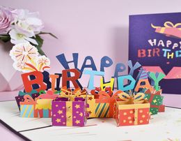 Tarjeta de felicitación de estéreo creativo en 3D Tallado de papel de cumpleaños universal Card de animales de cumpleaños universales Hummingbird3246011