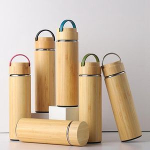Tasse sous vide créative droite de 450ML 500ML, poignée en coquille de bambou, tasse sous vide, cadeau d'affaires haut de gamme