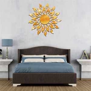 Creative Sun Sunshine Fire Sunflower Muursticker 3D Mirror Effect Art Mural DIY Verwijderbare Decal Stickers Muraux Home Decor