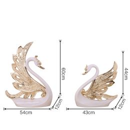 Creative Swan Lovers Ornaments Home Livingroom Desktop Furnishings Resin Crafts Bookcase Cabinet Store Sculpture Decorations Supplies