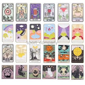 Creative Tarot Metal Brooch Donut Coffee Lover Beer Rainbow Frog Princess Pizza Moon Sun Black Cat Badge Punk Tamis Bijoux