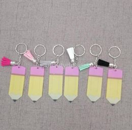 Creative Docenten Dag Sleutelhanger Fashion Acrylic Potlood Dangle Charms Sleutelhanger Personaliseer met Klein Tassel Sleutelhanger Festival Party Gift DD