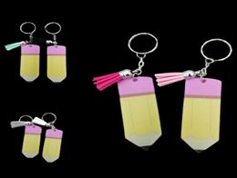 Creative Teachers Day Keychain Fashion Acrylic Pencil Lápiz Dangle Charms Key Ann Personalize Small Tassel Keyring Festival Party 5026208