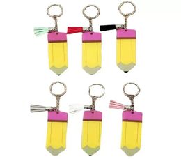 Creatieve leraren Dag Keychain Fashion Acryl Potlood Dange Charms Key Ring Personaliseer Small Tassel Keyring Festival Party Gift3776661