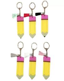 Creatieve leraren Dag Keychain Fashion Acryl Potlood Dange Charms Key Ring Personaliseer Small Tassel Keyring Festival Party Gift4153430