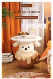 Table de chevet créative en forme de chien, tasse à thé, réseau rouge, salon, maison, dessin animé, armoire de chevet, armoire de rangement moderne et simple pour chambre d'enfant.