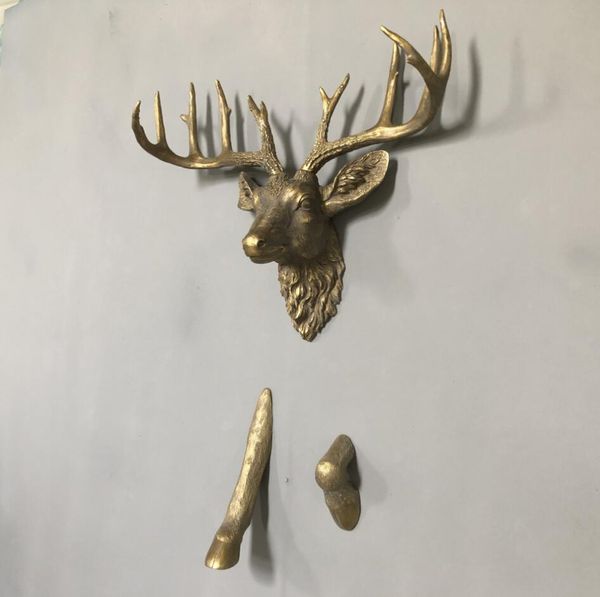 Creativo a través de la pared ciervos Objetos decorativos Arte tridimensional 3D cabeza de ciervo colgante de pared fondo decoración de la pared de la empresa de muebles para el hogar