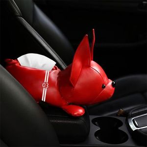 Creative Toon Cute Animal Armwest Leather Tissue Box Car Interior Products Auto Accessories Home Decor 220611