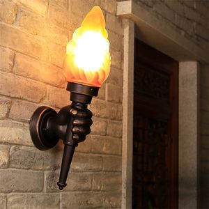 Creatief Torch Hand Restaurant Café Bar Porch Aisle Trap Slaapkamer Woonkamer Buiten Tuin Licht Wall Lamp SCONCE BHE 220705