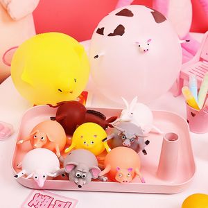 Jouets créatifs en caoutchouc souple poulet gonflable hippopotame pop up animal coup Ballon animaux Soulagement du Stress presser jouet blague cadeau 0324