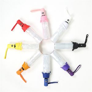 Creatieve transparante paraplu automatische drie vouwen vrouwen compact winddichte stijl duidelijke paraplu 210721