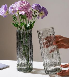 Jarrón transparente creativo de color europeo, jarrón de cristal para el hogar, jarrón hidropónico de eneldo verde, jarrón de flores secas de bambú rico