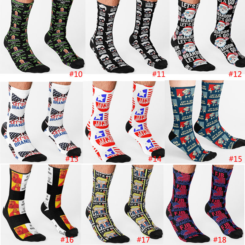 Lets Go Brandon Trump Socks 2024 American Election Party Supplies Funny Sock Uomini e donne Calze di cotone 30cm