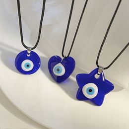 Creatief Turkse kwaadaardige blauwe ooghangende kettingen voor mannen Vrouwen houden van hart touwketen Glas Glaza ketting sieraden Geschenk