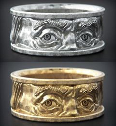 Créative Face inhabituel Bijoux de sculpture de sculpture les deux yeux des anneaux d'or Taille 712 hommes et femmes charmez des cadeaux Halloween Mengyi Cluster8550463