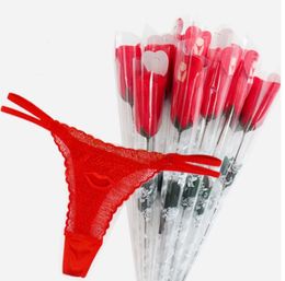 Creative Valentine039S Day Gift Sexy GString Slips Zie door Thongs Romantic Rose Flower Tanga Vstring Tangies2779887