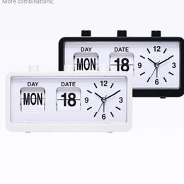 Creative Vintage Flip Clock Mechanische wekker Desktop Digitale klok met kalenderklok Home Decor Vintage Home Decor 2022