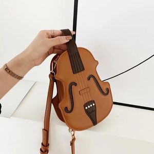Violon créatif femme sac à bandoulière forme de violon en cuir PU petits sacs à dos pour femmes fil à coudre dames mode sac à bandoulière 240115