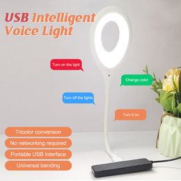 Creatieve spraakgestuurde LED Night Light USB Artificial Intelligence Mini Portable Atmosphere Table Lamp