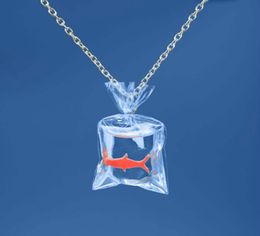 Pendentif sac à eau créatif roman poisson rouge collier koi en résine transparente vous apporte bonne chance hommes et femmes bijoux fins 9001231