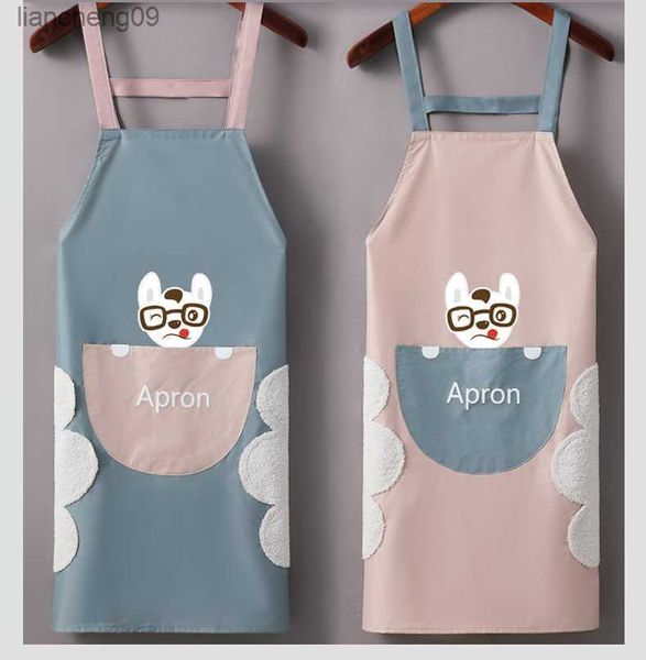 Creative imperméable et sans tache pour les amateurs d'essuyage à la main tablier maison cuisine pvch sangle dessin animé sans manches conception nécessités quotidiennes L230620