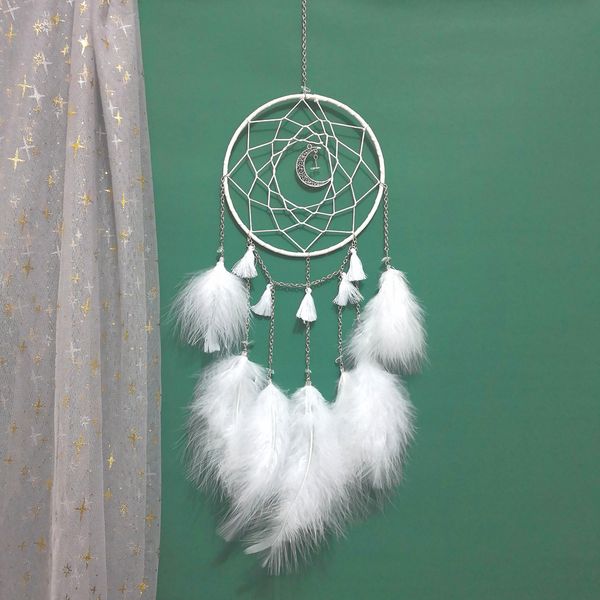 Créative White Moonlight Dream Catcher Pendant Handmade DIY Dream Catcher Material Pack Home Pendant 1224211