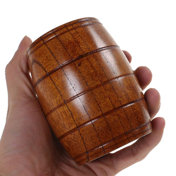 Creative Wine Barrel Tasses en bois forme naturelle en bois de bière en bois tasse de lait sculpté maison Bar bar pub drinkware cadeau bière tasse 032152