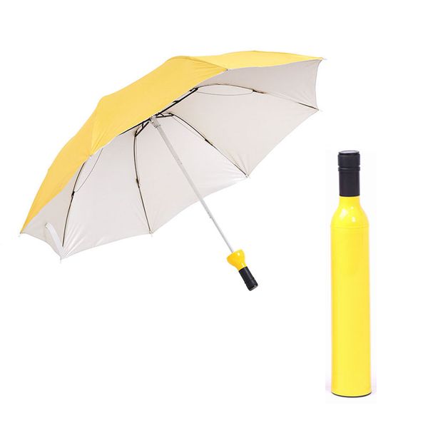 Parapluies de bouteille de vin créatifs Portable 3 pliant soleil-pluie anti-UV parapluie argent revêtement Mini Parasol personnalisé RainGear cadeau de publicité promotionnelle ZL0311