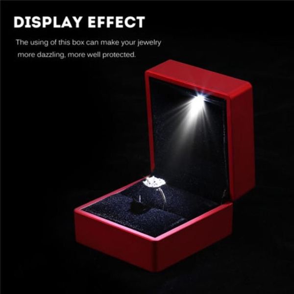 Créatif avec lumière LED boîte à bijoux affichage anneau pendentif petit cadeau exquis surprise couleur unie simple mode personnalité 283B