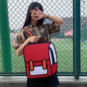 Femmes créatives 2D dessin sac à dos dessin animé sac d'école bande dessinée pour adolescentes filles sac à dos voyage sac à dos X0529