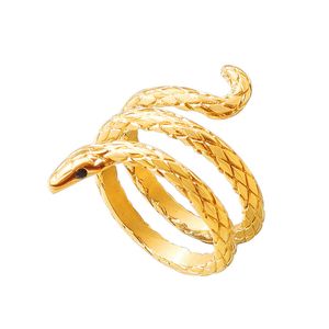 Bague serpent créative pour femmes, en acier inoxydable plaqué or 18 carats, bijoux de fête à la mode