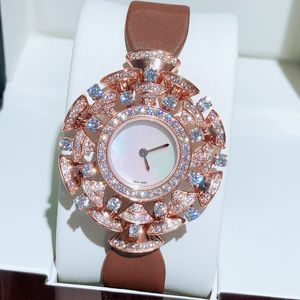 Creatief dameshorloge Gekleurd diamant dameshorloge Modieus horloges Zwitsers quartz uurwerk Parelmoer wijzerplaat Saffier Roestvrij staal Waterdicht