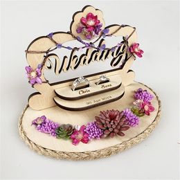 Creatief houten ringkussen huwelijksceremonie bosstijl handgemaakte ringhouder verloving huwelijksaanzoek dag bruiloft decoraties179u